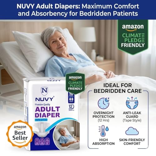 Image of Adult Diaper Tape XL (Waist Size -46 inch to 64 inch) 10 Units, 12Hours Leak Proof Protection, Odour Free