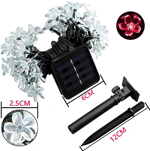 Semilits Outdoor Solar String Lights 50Led Flower Shaped Solar Fairy Lights For Christmas Garden Decoration Red #TOP1