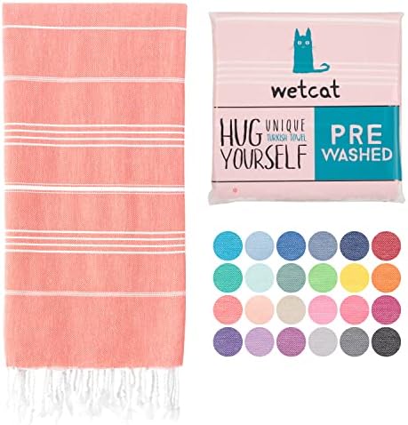 WETCAT Turkish Beach Towel Oversized 38x71 100% Cotton Sand Free Quick Dry Swim Extra Large Light Travel for Adults Gifts Accessories - Dark Coral