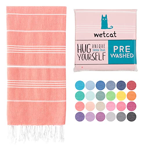 Wetcat Turkish Beach Towel Oversized 38X71 100% Cotton Sand Free Quick Dry Swim Extra Large Light Travel For Adults Gifts Accessories - Dark Coral #TOP30