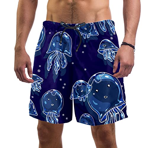Maillots de bain pour hommes HadHfun bleu short de plage court imprimé