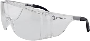 TITUS G13 Z87+ OTG Safety Glasses Fit Over Rx Glasses, Protective Work Chemical Impact ANSI CE Certified Adjustable Large USA