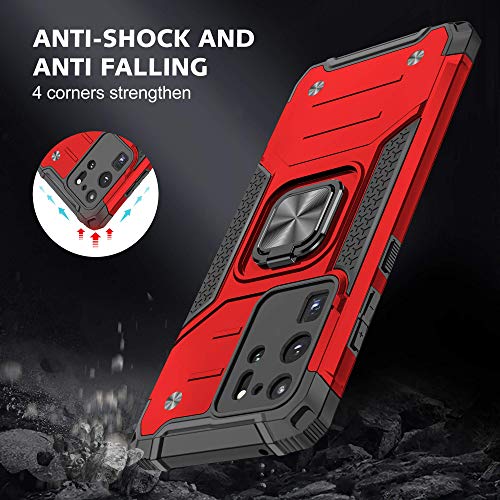 Anqrp Galaxy S20 Ultra Case, Military Grade Protective Phone Case Cover With Enhanced Metal Ring Kickstand [Support Magnet Mount] Compatible With Samsung Galaxy S20 Ultra, Red #TOP5
