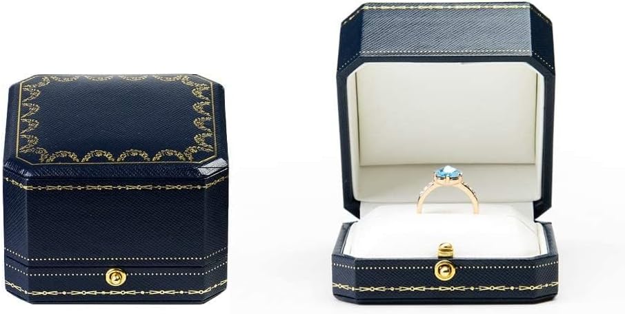 Oirlv Engagement Wedding Ring Box for Proposal Octagonal Ring Bearer Box
