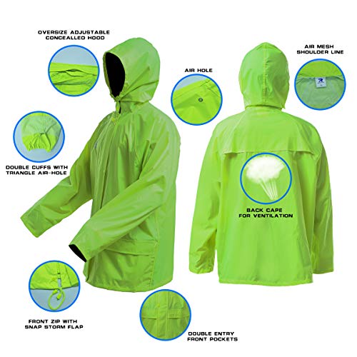 Rainrider Rain Suit For Men Women High Visibility Rain Gear Jacket With Pants Workwear (Fluorescence,Large) #TOP1