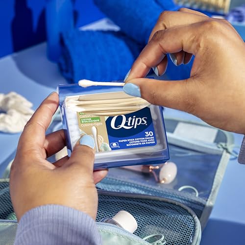 Image of Q-Tips Organic Cotton Swabs Travel Size Toiletries, for Baby, Beauty and First Aid, 100% Organic Cotton, 30 Count​
