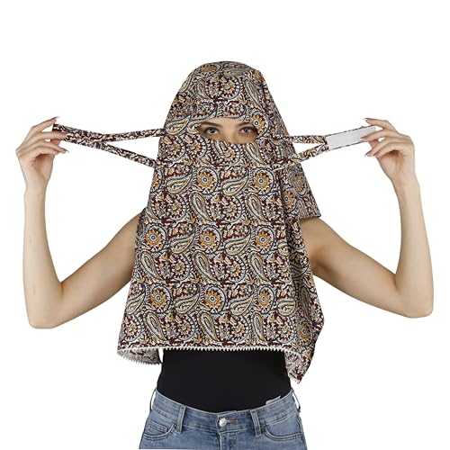 Image of Scarf Face Cover Mask Sun Protection Hair,Head, Neck, Nose Safety Head Wrap Scarf For Women Girls Daily Use Dupatta Hijab Double Layer Cotton Printed Kalamkari