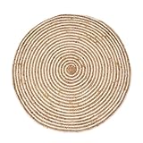 LOLAhome - Alfombra Redonda de Yute en Espiral Blanco y Natural de 100 cm con gramaje de 2100 Gr/m2. Diseño Rústico Fabricado en Yute Resistente. Ideal para Decoración de Hogar