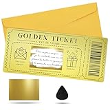 1 Carte à gratter Golden Ticket avec enveloppe,ticket surprise à gratter et à révéler pour écrire votre propre spécial pour anniversaire, cadeaux pour petite amie,carte de Saint-Valentin,carte de Noël