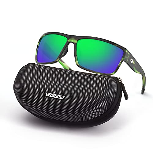 TOREGE Oversized Polarized Sunglasses (Matte Camouflage & Green)