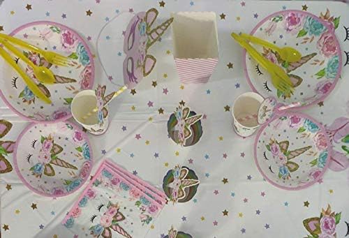 Dusenly Plastic Unicorn Tablecloth Disposable Unicorn Table Cover for Birthday Unicorn Party Table Cloth Decorations, 130 * 220cm