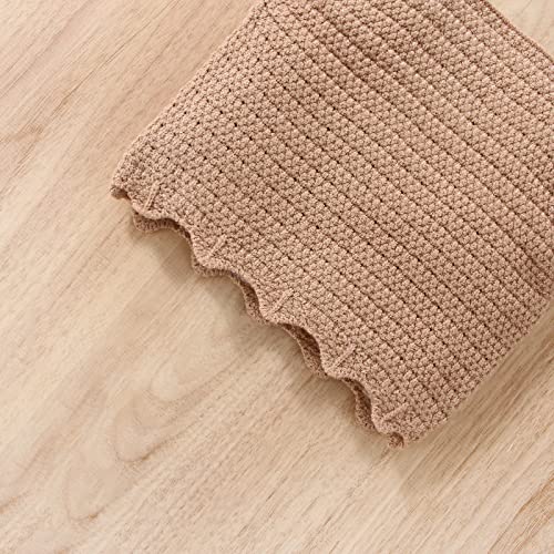 Mandizy Boho Baby Girl Clothes Summer Sleeveless Backless Halter Tops Bell Bottoms Pants Outfit Toddler 2Pcs Flares Set (Khaki Knit Tops & Boho Flares, 2-3 Years) #TOP3