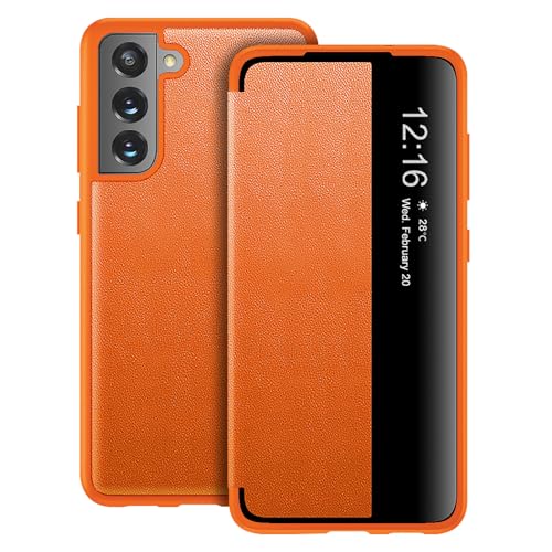 Coque Samsung S22 5G orange : protection 360 degrés fine avec étui rabat S View