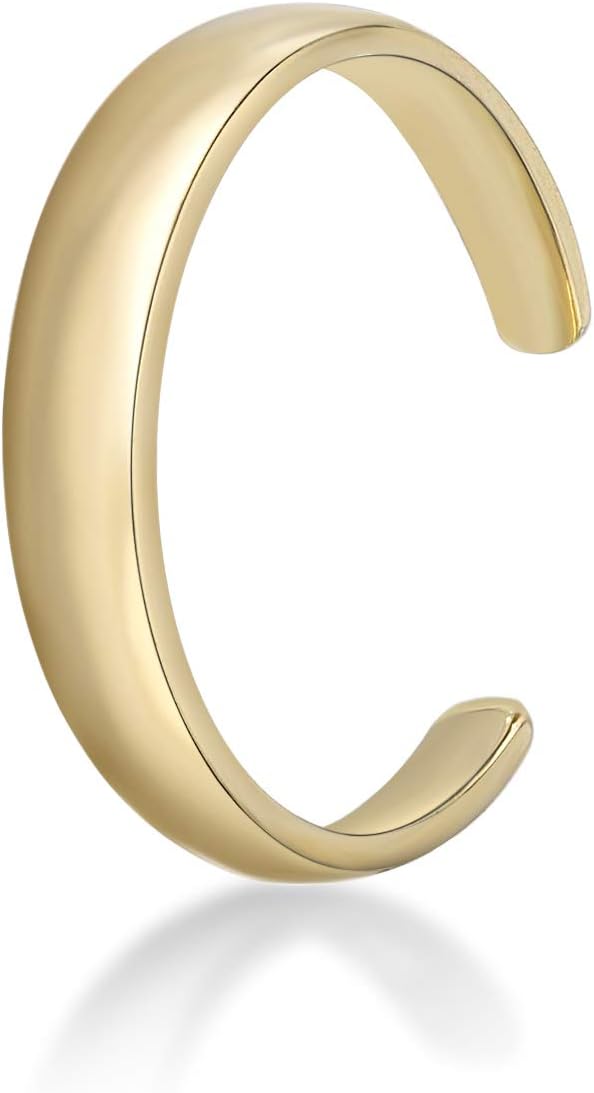 Lavari Jewelers Classic Open Band Toe Ring for Women I 10k White or Yellow Gold Toe Ring for Her I Adjustable Open Toe Band I One Size Fits Most Toes I 3 mm Wide Body Jewelry