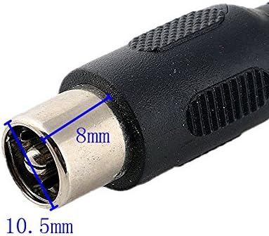 Close-up of the RCA connector with dimensions 8mm inner diameter and 10.5mm outer diameter