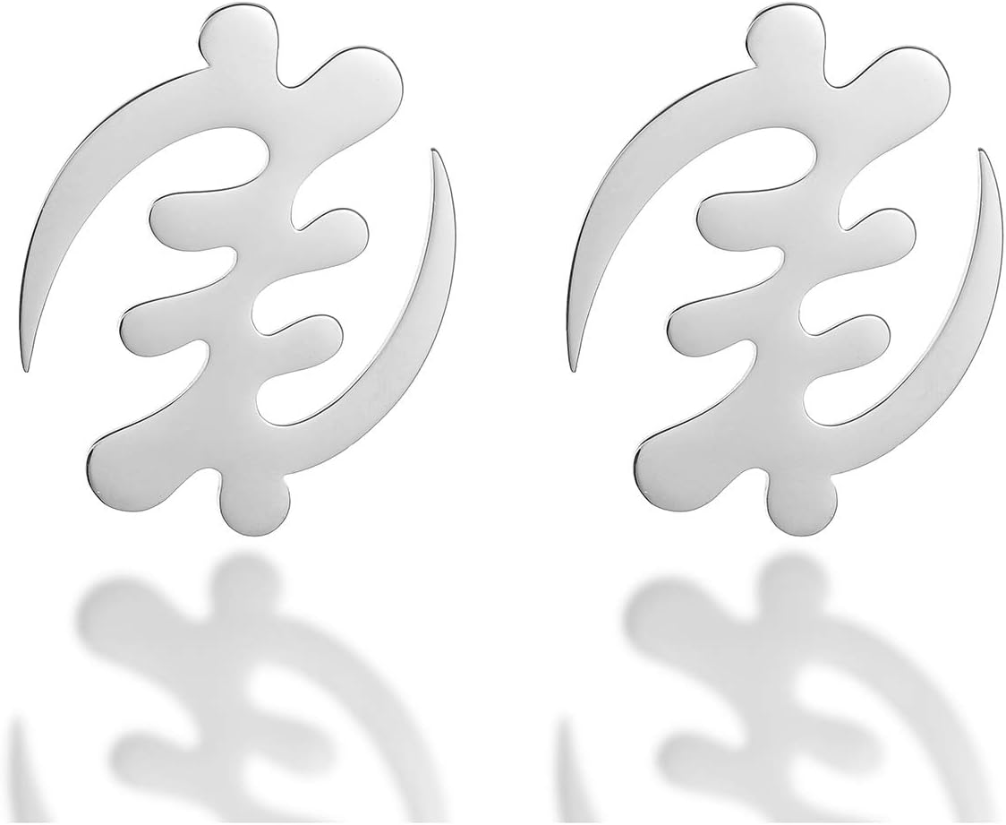 Exaggerated African Symbol in Afrcan Map Earrings Gold Color Stainless Steel Comb with Symbol Ethnic Jewelry
