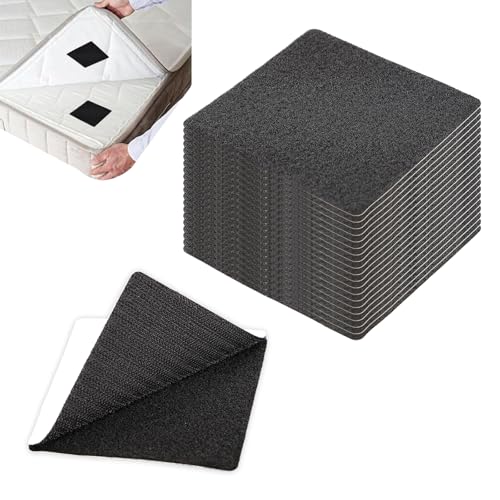 Image of 20 PCS Hook and Loop Patches, 3.93x3.93 Inch Hook and Loop Strips with Adhesiv, Non Slip Rug Pads Gripper, Washable Dual-Sided Adhesive Pads for Home School Office and Classroom Use (Black)