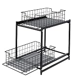 Under Sink Organizer,Stackable Bathroom Cabinet Organizer and Storage,2 Tier Slide Out Cabinet Stora