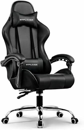 GTPLAYER #1USA Multi-Functional Ergonomic Gaming & Computer Chair – Premium PU Leather, Adjustable Neck & Lumbar Pillow fo...