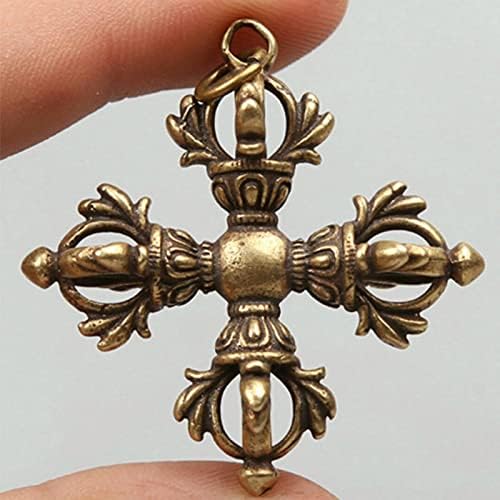 Miniatura 7 de 1 unids 1.8" budismo tibetano nepalí cruz de bronce Dorje Vajra Xiangmo-chu amuleto colgante, Metal, Bronce, No es una piedra preciosa