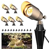 ZONEGRACE Solid Brass Outdoor Uplights & Accent Light Fixtures, Heavy Duty 12V Low Voltage LED Landscape Lighting Bronze, Wired Spot Lights for Garden,Lawn,Patio and Yard Without LED Bulb (6 Pack)