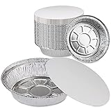 [50 Pack] Round 7 Inch 24 oz, 1.5 lb, 0.75 Quart Disposable Aluminum Foil Pan Take Out Food...