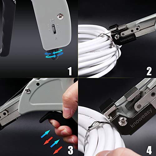 Knoweasy Stainless Steel Cable Tie Gun - Tighten, Tension, and Cut with Stable and Reliable Stainless Steel Cable Tie Tool Cable Managemen