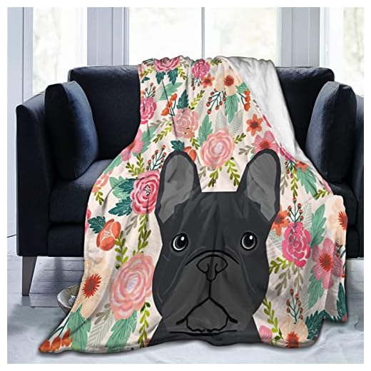 Gdecziy French Bulldog Floral Dog Head Cute pet Gifts Dog Breed Ultra-Soft Blanket Fleece Light Comfortable Flannel Warm Winter Blanket,Home Sofa Evening Bedroom Living Room- 50x40
