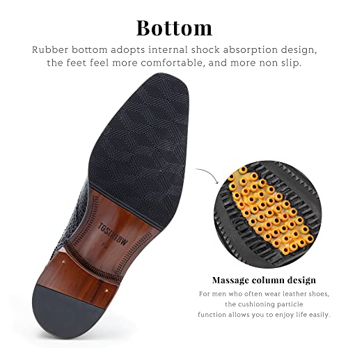 Tgsikibw Men Shoes Men's Dress Shoes For Men Formal Oxford Tuxedo Dress Shoes Genuine Leather Modern Formal Business Shoes Black #TOP3