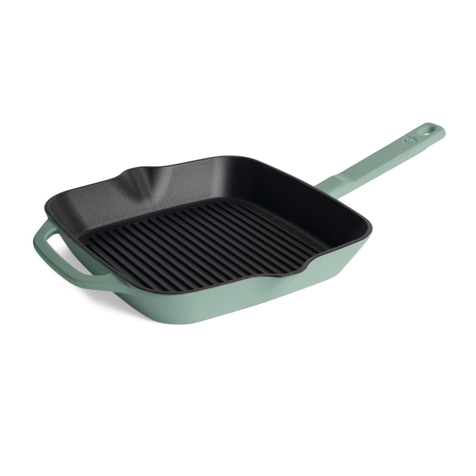 SPRINGLANE Sartén parilla cuadrada de hierro fundido, sartén plancha con rayas para asar - 20 x 20 cm Superficie de fritura - Verde