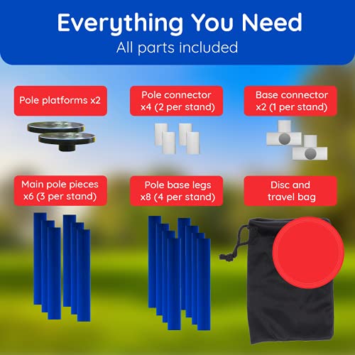 Giggle N Go Yard Games for Adults and Kids - Outdoor Polish Horseshoes Game Set for Backyard and Lawn with Frisbee, Bottle Stands, Poles and Storage Bag﻿