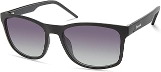 Men's Square Sunglasses, Matte Black/Smoke Polarized, 56mm