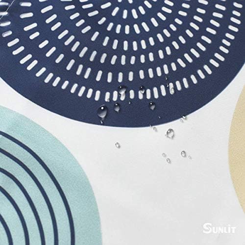 Sunlit Abstract Tree Rings Pattern Woody Artistic Fabric Shower Curtain. Nature Pale Blue Teal Beige Light Brown