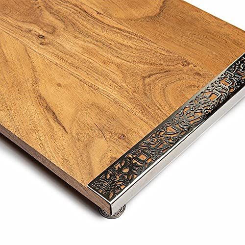 Yair Emanuel Wooden Challah Bread Cutting Board For Shabbat And Yom Tov | Filigree Accent Decoration (Cbt-1) #TOP3