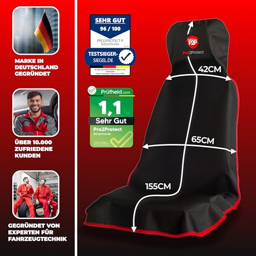 Pro2Protect [2X Test SEHR GUT] Autositzschoner Vordersitze | WASSERDICHT | 1er Set | Autositzbezüge Sitzauflage Sitzbezüge Auto | Schonbezug vorne Autositzauflage Sitzschoner Auto Zubehör Innenraum