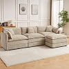 Modular Sectional Sofa, 112.2 Inch L Shaped Couch Set with Armrests, 3-Seater Comfy Cloud Couches for Living Room Apartment, Coffee