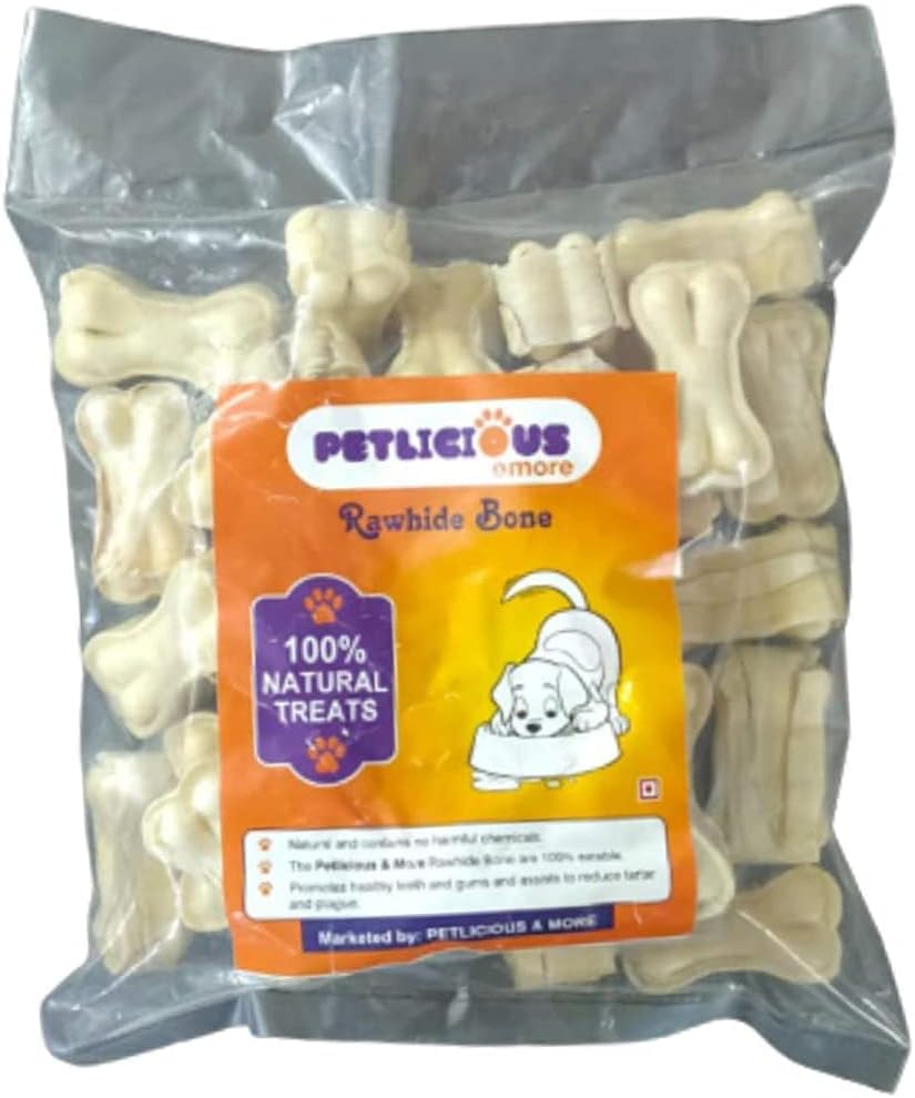 Petlicious & More Rawhide Bones For Dogs 2 Inch Pressed Bones For Dogs Calcium Bone Dog Bones Chew Bones For Puppy Calcium Treat For Dogs Puppy Treat (Pack Of 12).