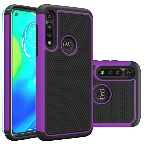 Moto G Power Case, Motorola G Power Case with HD Screen Protector,Giner Dual Layer Heavy-Duty Military-Grade Armor Defender Protective Phone Case Cover for Motorola Moto G Power 2020 (Purple Armor)