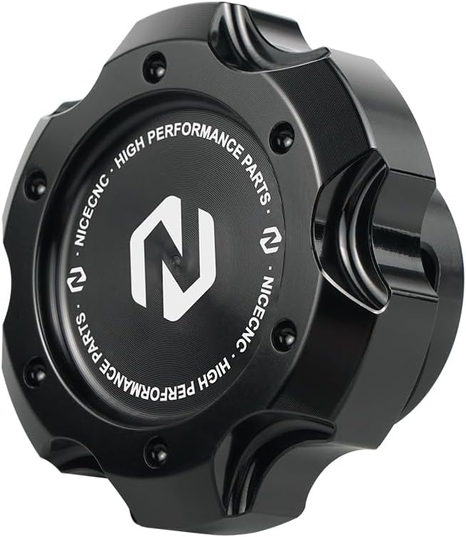 NICECNC Aluminum Black Cap for Brake Fluid Reservoir and Black Enigne Cover Oil Filler Cap Compatible with Polaris RZR