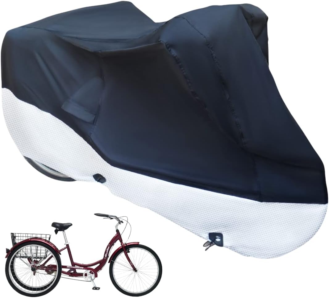 Adult Tricycle Cover fits Schwinn, Westport and Meridian - Protect Your 3-Wheel Bike from Rain, Dust, Debris, and Sun when Storing Outdoors or Indoors - Black ss400 75"L x 30"W x 44"H : Bike Covers : Sports & Outdoors