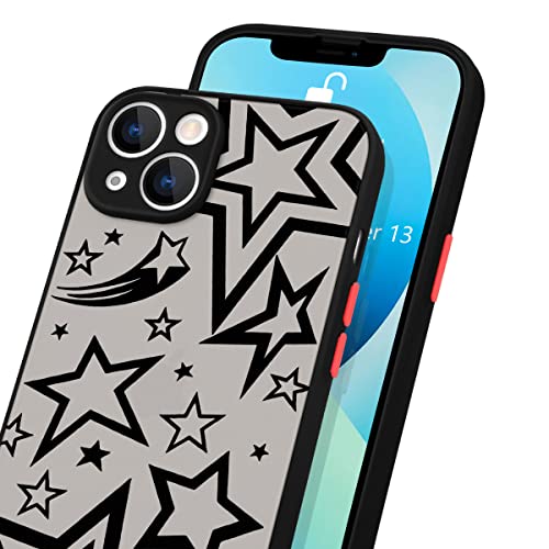 Idocolors Black Star Matte Phone Case Compatible With Iphone 12,Cute Translucent Frosted Frosted Protective Cover Hard Pc Back Soft Tpu Bumper Anti-Scratch Ultra Slim Shockproof Case For Iphone 12 #TOP4