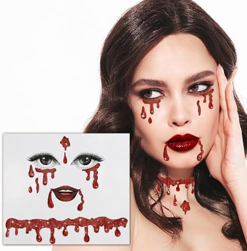 Parma77 Vampire Face Jewels, Vampire Costume Women Face Jewels Stick on, Vampire Accessories Vampire Face Stickers Halloween Costumes for Women