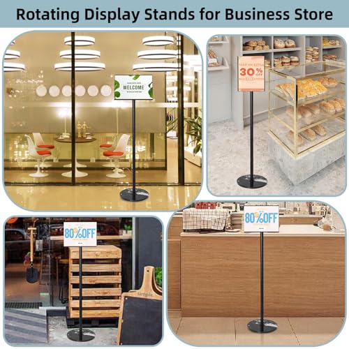 HANPIU 2 Pack Sign Holder 8.5 x 11 Inch Poster Sign Stand - Rotating Sign Display Stand for Business Store Supermarket Advertising Signs Holder Floor Stand Adjustable Sign Holders Stand Vertical and Horizontal View by HANPIU - Image 5