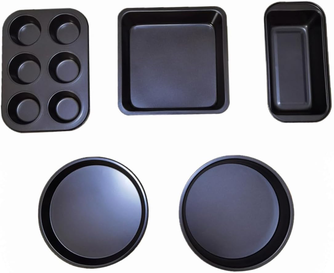 1set Nonstick Bakeware for Oven Includes Cake Pan and Multi-use Baking Tools for Home Baking and Desserts Black