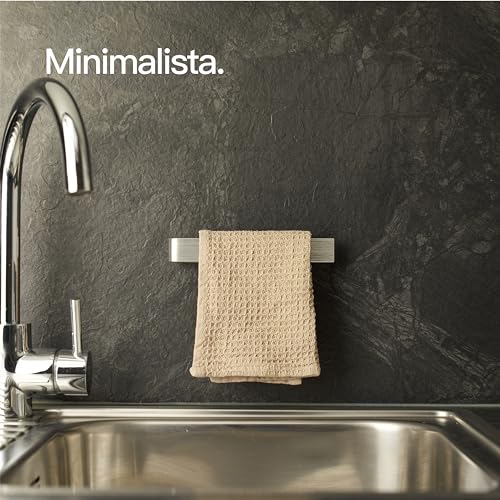 Miniatura 2 de Design Hamburgo Colgador De Trapo De Cocina I Cuelga Trapos Adhesivo I Sin Taladro I Moderno Soporte De Fregadero Para Paños De Cocina Plateado Cepillado
