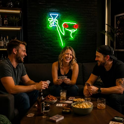 Image of Neon Sign, Lizard Martini Neon Signs for Wall Decor - Dimmable LED Signs for Bedroom, Living room, Gaming Room, Party, Bar, Home Decor - USB Powered Light Up Sign Decorations Gift