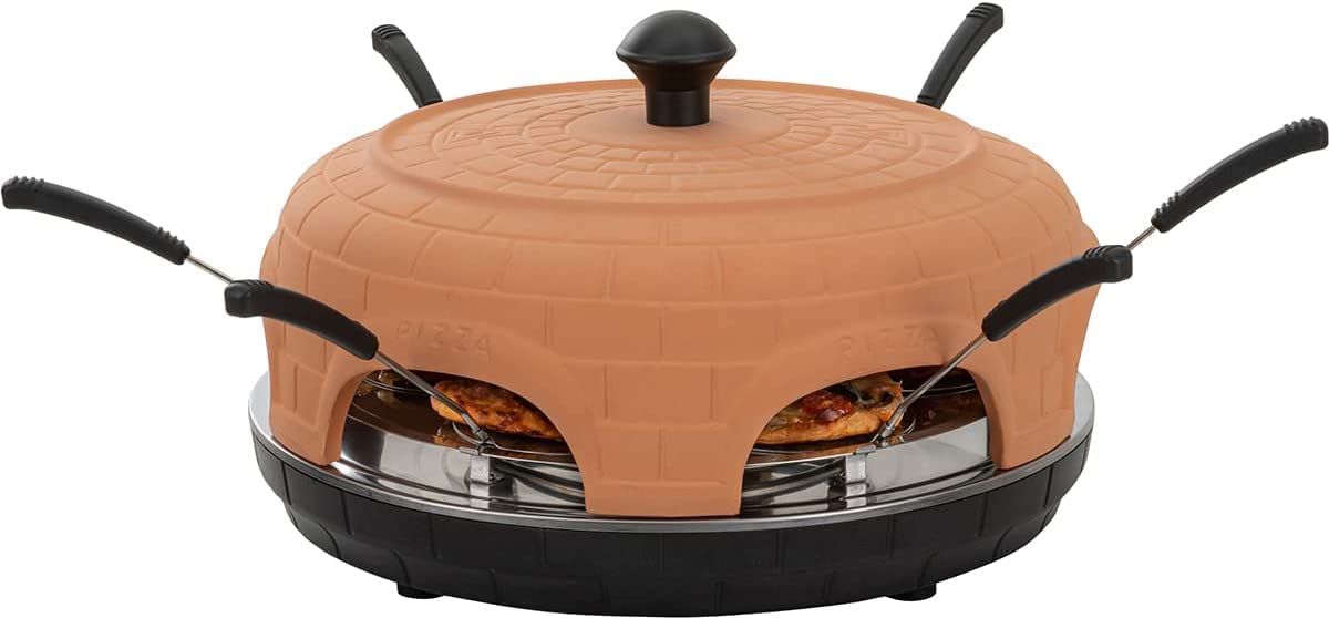 Heidenfeld Four à pizza Pizzachef 1000 Watt électrique avec toit en terre cuite pour 6 personnes