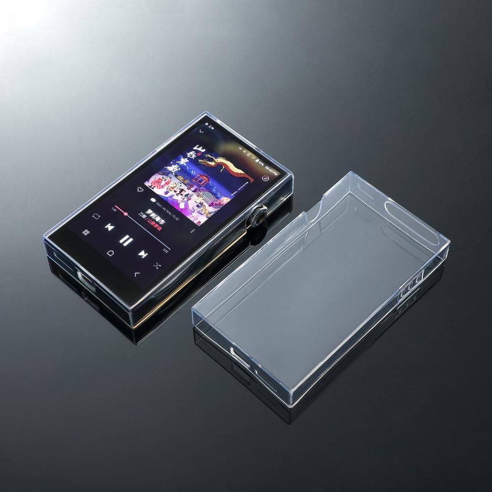 Soft Clear TPU Protective Skin Case Cover for iRiver Astell&Kern A&Futura SE300 with Front Screen Protector Tempered Glass (Clear Black)