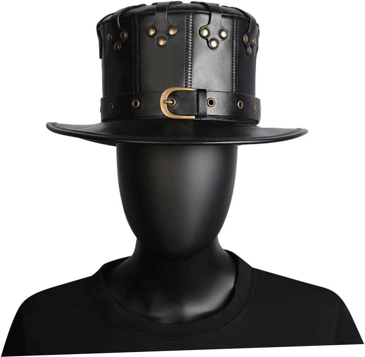 Punk Style Leather Rivet Hat for Halloween Jazz Cap for Costume Parties Gentleman Headdress Props for Festivals and Daily Wear