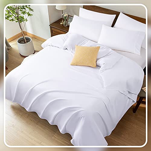 Lianlam 1000 Thread Count Cotton Queen Size Sheets, Luxury 5-Star Hotel 100% Egyptian Cotton Bed Sheets Set - 4 Piece, Sateen Weave For Soft Feel, Fits Mattress Upto 16" Deep Pocket (White, Queen) #TOP1